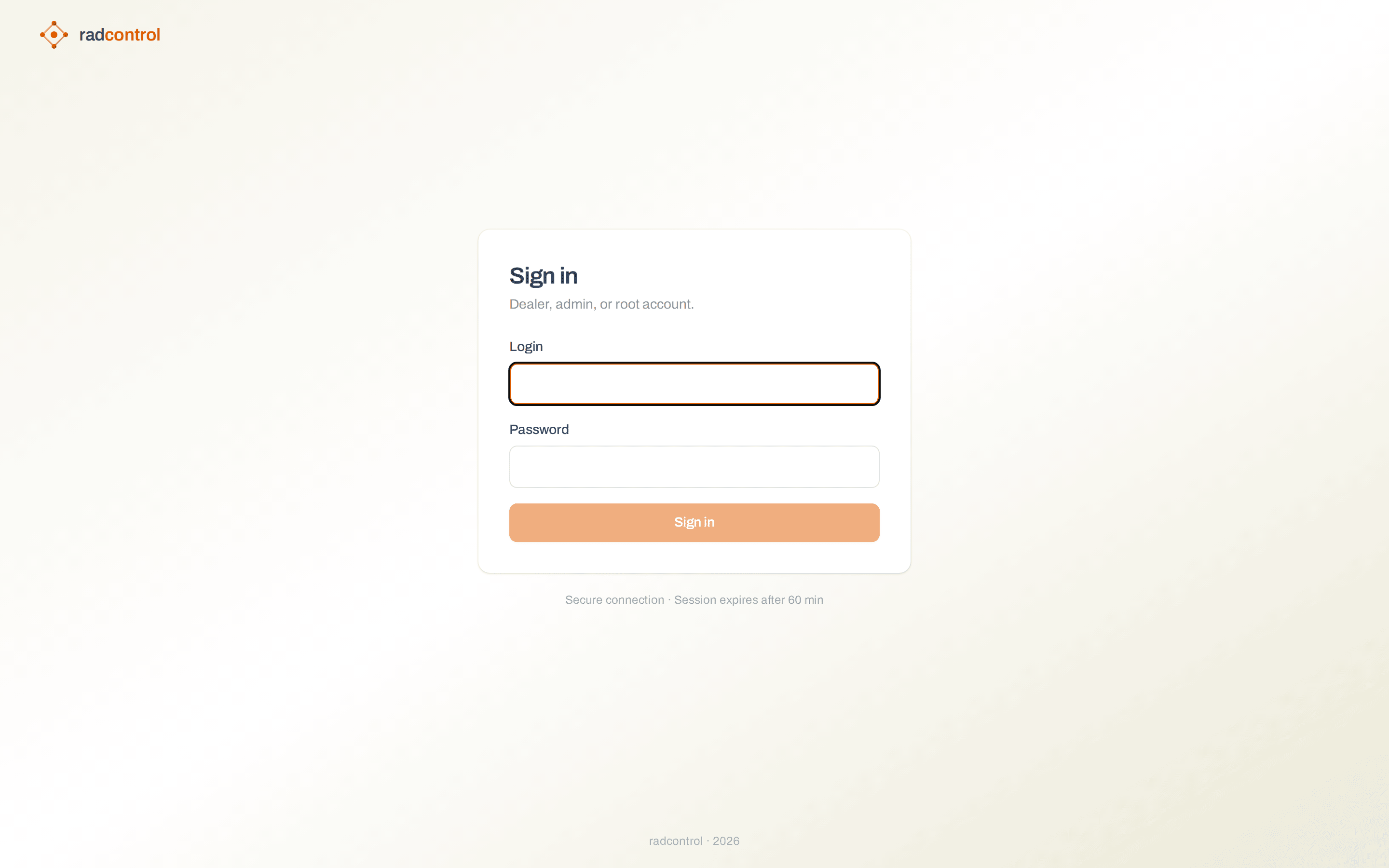 RadControl sign-in page